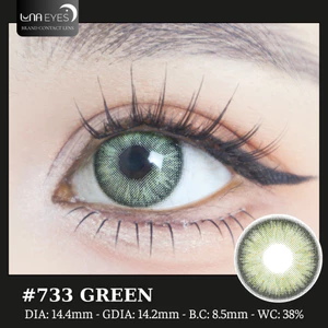 Lens mắt 733 Green màu xanh tây vân đá mắt mèo nổi bật, size lớn - thương hiệu LUNA EYES