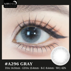 Lens mắt A296 Gray màu xám vân tia, không viền, size nhỏ - thương hiệu LUNA EYES