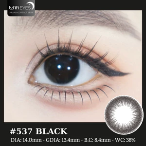 Lens mắt 537 Black màu đen omber không giãn tự nhiên, size nhỏ, thương hiệu LUNA EYES
