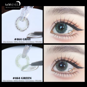 Lens mắt 464 Gray màu xám rêu vân đá, viền đen, size nhỏ - thương hiệu LUNA EYES