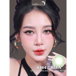 Lens mắt 464 Green màu xanh tia vân đá không viền nổi bật, size nhỏ - thương hiệu LUNA EYES