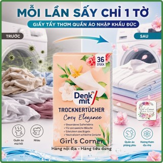 Giấy thơm quần áo Denkmit Cosy Elegance dùng cho máy giặt, tủ quần áo, hộp 36 tờ túi thơm quần áo luôn thơm như mới