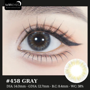 Lens mắt 458 Gray màu xám vân tia không viền tự nhiên, size nhỏ - thương hiệu LUNA EYES