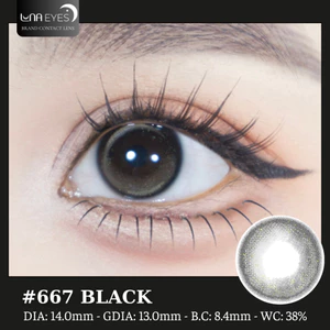 Lens mắt 667 Black màu đen light sáng nổi bật, size nhỏ, thương hiệu LUNA EYES