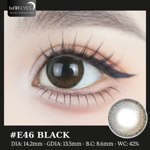 Lens mắt E46 Black màu đen mix nâu chấm sáng tự nhiên, size vừa, thương hiệu LUNA EYES
