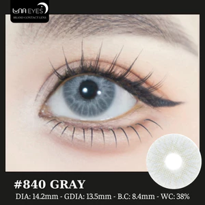 Lens mắt 840 Gray màu xám vân tia mắt mèo không viền nổi bật, size vừa - brand LUNA EYES