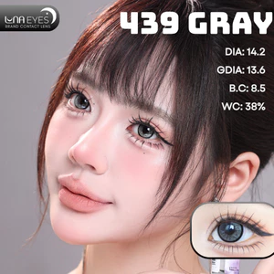 Lens mắt FD-439 GRAY màu xám kim cương viền đen nổi bật, không viền, size vừa by LUNA EYES