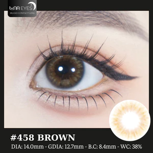 Lens mắt 458 Brown màu nâu vân tia không viền tự nhiên, size nhỏ - LUNA EYES brand