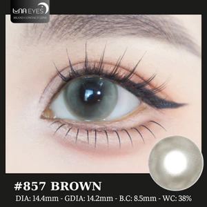 Lens mắt 857 Brown màu nâu filter đối xứng bo viền long lanh, size lớn, thương hiệu LUNA EYES