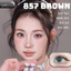 Lens mắt 857 Brown màu nâu filter đối xứng bo viền long lanh, size lớn, thương hiệu LUNA EYES