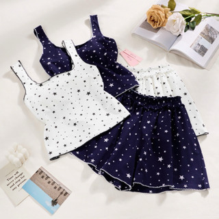 set bộ thun côtton sát cánh sao trắng đen