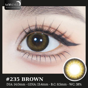 Lens mắt 235 Brown màu nâu đậm viền đen nổi bật, size nhỏ - LUNA EYES brand