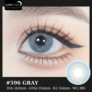 Lens mắt 596 Gray màu xám xanh mắt mèo tây sáng, size nhỏ - thương hiệu LUNA EYES