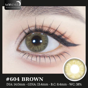 Lens mắt 604 Brown màu nâu vân tia mắt mèo viền nhạt nổi bật, size nhỏ - LUNA EYES brand