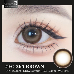 Lens mắt FC-365 Brown màu nâu hồng tự nhiên, viền to, size lớn - brand LUNA EYES