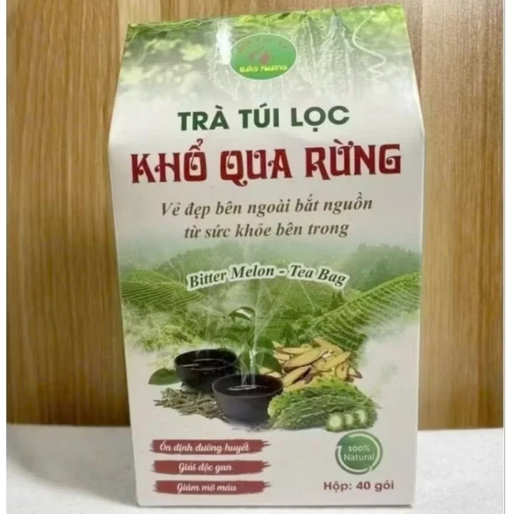 Hộp 40 gói trà túi lọc Bảo Khang,trà khổ qua rừng, giải độc gan,hạ huyết áp, tiểu đường