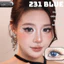 Lens mắt FB-231 Blue màu xanh trơn viền đen bản to mắt mèo nổi bật, size lớn - LUNA EYES brand