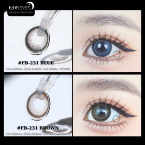 Lens mắt FB-231 Brown màu nâu trơn mắt mèo, viền to, size lớn - thương hiệu LUNA EYES