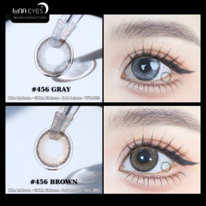 Lens mắt 456 Gray màu xám xanh, viền đen, size vừa - thương hiệu LUNA EYES