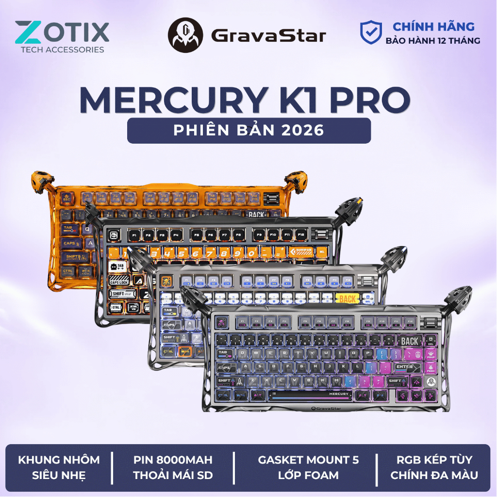 Bàn phím cơ Gravastar Mercury K1 Pro Bảo hành 12 tháng | BigBuy360 - bigbuy360.vn