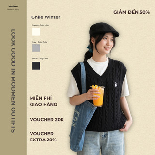 Áo Gile Len Nam Phom Rộng Cổ Tim Họa Tiết Thừng Form Regular Basic Phong Cách Hàn Quốc