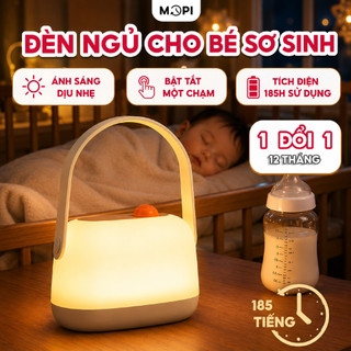 [ NÂNG CẤP] Đèn ngủ cho bé sơ sinh Mopi , cảm ứng một chạm, ánh sáng vàng dịu, bảo vệ mắt, tích điện 185h sử dụng