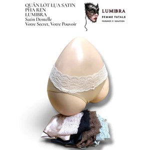 Sét 5 Quần Lót Nữ Lụa Satin Phối Ren Cạp Chéo LUMIBRA Seamless Không Đường May Kháng Khuẩn