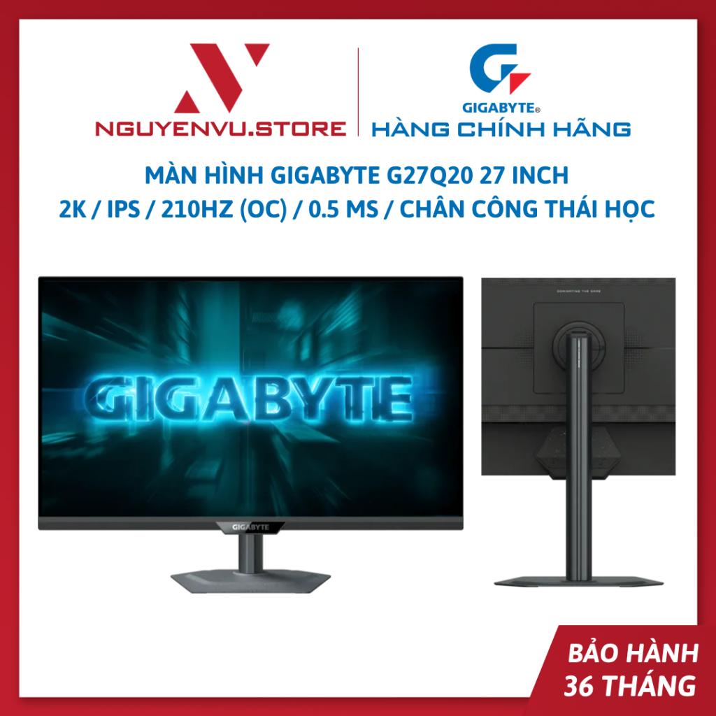 Màn hình Gigabyte G27Q20 27 inch (2K QHD/ SS IPS/ 210Hz OC/ 0.5 ms/ Chân CTH) - G27Q20T (Chân cố định) - Hàng chính hãng | BigBuy360 - bigbuy360.vn