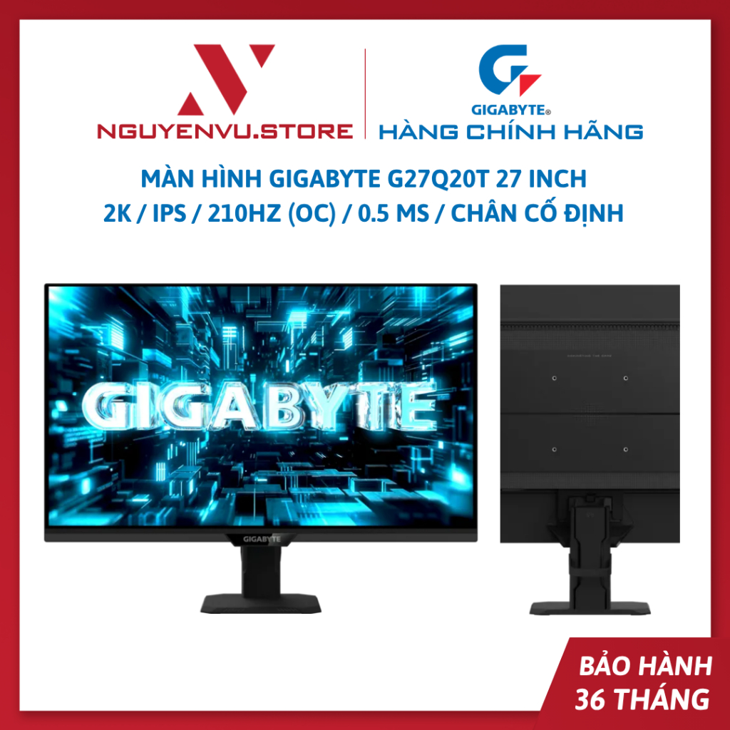 Màn hình Gigabyte G27Q20 27 inch (2K QHD/ SS IPS/ 210Hz OC/ 0.5 ms/ Chân CTH) - G27Q20T (Chân cố định) - Hàng chính hãng | BigBuy360 - bigbuy360.vn