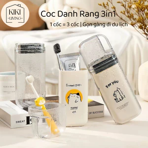 Hộp Đựng Bàn Chải Kèm 3 Cốc Đánh Răng Có Nắp Đậy, Bộ Dụng Cụ Vệ Sinh Du Lịch Nhỏ Gọn Tiện Lợi Mang Đi
