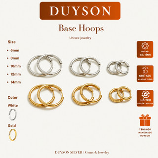 Khuyên tai nam nữ Duyson Silver vòng tròn trơn mạ vàng trắng, vàng 18k nhiều kích cỡ MKVB2