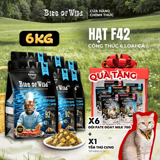 Thức Ăn Cho Mèo Bite Of Wild F42 Combo 6 Gói 1KG, Công Thức 6 Loại Cá, Không Ngũ Cốc Cho Mèo Mọi Lứa Tuổi