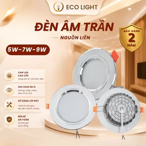 Đèn Led Âm Trần, Đèn Âm Trần Đế Đúc 5W Phi75 (Liền Nguồn), Đèn Mắt Trâu, Bảo Hành 12 Tháng