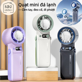 Quạt cầm tay công suất lớn, làm lạnh thổi hơi mát, sạc được, có dây đeo