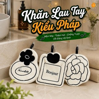 Khăn lau tay hoa trà đa năng 2 lớp siêu thấm nhanh khô kiểu Pháp - khăn lau tay nhà tắm, nhà bếp HomieTech