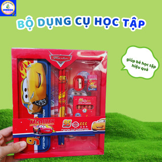 Bộ Dụng Cụ Học Tập Cho Bé Mẫu Siêu Nhân Nhện Spider Man Đầy Đủ Hộp Bút, Bút Chì, Thước, Tẩy, Máy Chuốt, Sáp Màu...