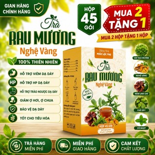 Trà Rau Mương Nghệ Vàng ( Hộp 45 Gói ) - Hỗ trợ các vấn đề dạ dày, Vi.êm loét, HP dạ dày, ợ hơi, ợ chua Tốt cho tiêu hóa
