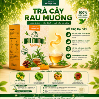 Trà Rau Mương Nghệ Vàng ( Hộp 45 Gói ) - Hỗ trợ các vấn đề dạ dày, Vi.êm loét, HP dạ dày, ợ hơi, ợ chua Tốt cho tiêu hóa