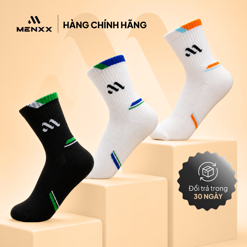 Set 5 Đôi Tất Thể Thao MENXX – Vớ Thể Thao Co Giãn 4 Chiều, Thoáng Khí, Thấm Hút Mồ Hôi M92