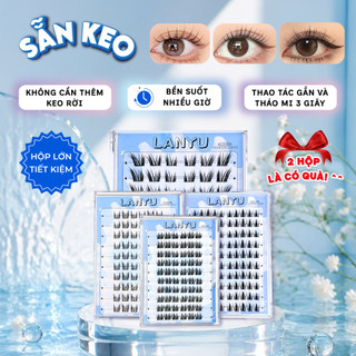 Mi giả sẵn keo 10 HÀNG Mi giả Lanyu tự dính có thể tái sử dụng nhiều lần