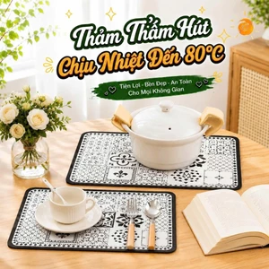 Thảm thấm hút nước nhanh khô, thảm lót ly thấm nước cho nhà bếp chất liệu da Nappa đế cao su chống trượt Homie Tech