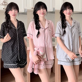 Bộ Đồ Ngủ Pyjamas BY CHANN (SP36) họa tiết dễ thương áo cộc quần cộc, chất liệu đũi mềm có bigsize đến 80kg