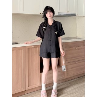 Bộ Đồ Ngủ Pyjamas BY CHANN (BN19) áo cộc quần cộc chất liệu đũi mềm có bigsize đến 80kg