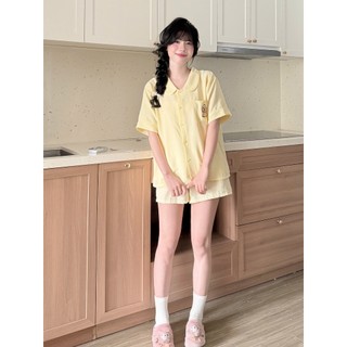Bộ Đồ Ngủ Pyjamas BY CHANN (BN19) áo cộc quần cộc chất liệu đũi mềm có bigsize đến 80kg