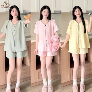 Bộ Ngủ BY CHANN (SB11) áo cộc quần cộc chất liệu đũi mềm có bigsize đến 80kg