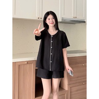 Bộ Ngủ BY CHANN (SB11) áo cộc quần cộc chất liệu đũi mềm có bigsize đến 80kg