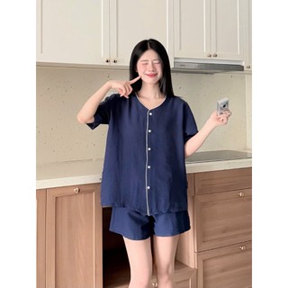 Bộ Ngủ BY CHANN (SB11) áo cộc quần cộc chất liệu đũi mềm có bigsize đến 80kg