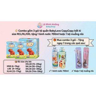 [3G CaPy size M/L/XL/XXL tặng 1 bình nước hoặc 1 bộ muỗng nĩa ]Tã Quần CAPYCAPY Chính HãngUnicharm ĐủSizeCho BéTừ M-5XL