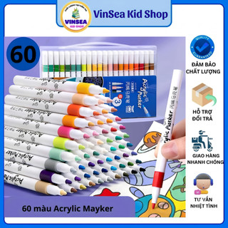 Hộp 60 Bút Màu Acrylic Marker Cao Cấp - Màu Sắc Tươi Sáng, Chống Nước
