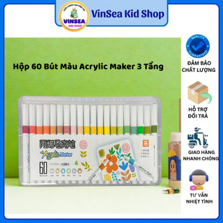 [60 màu Xịn] Bút Màu Acrylic Marker Cao Cấp Hộp Nhựa Xịn 3 Tầng Màu Sắc Tươi Sáng - Bút Lông Màu cho bé yêu